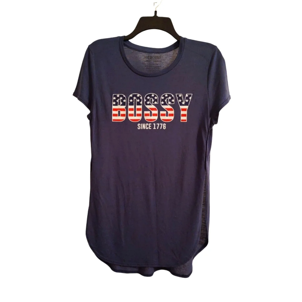 EUC Joe Boxer Women's Navy Graphic Tee W/ Side Slits Size L